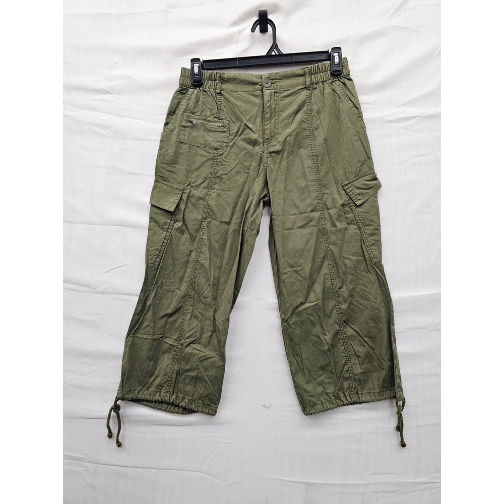 Wild Fable Womens Cargo Capri Pants Green Cotton Casual Size Small